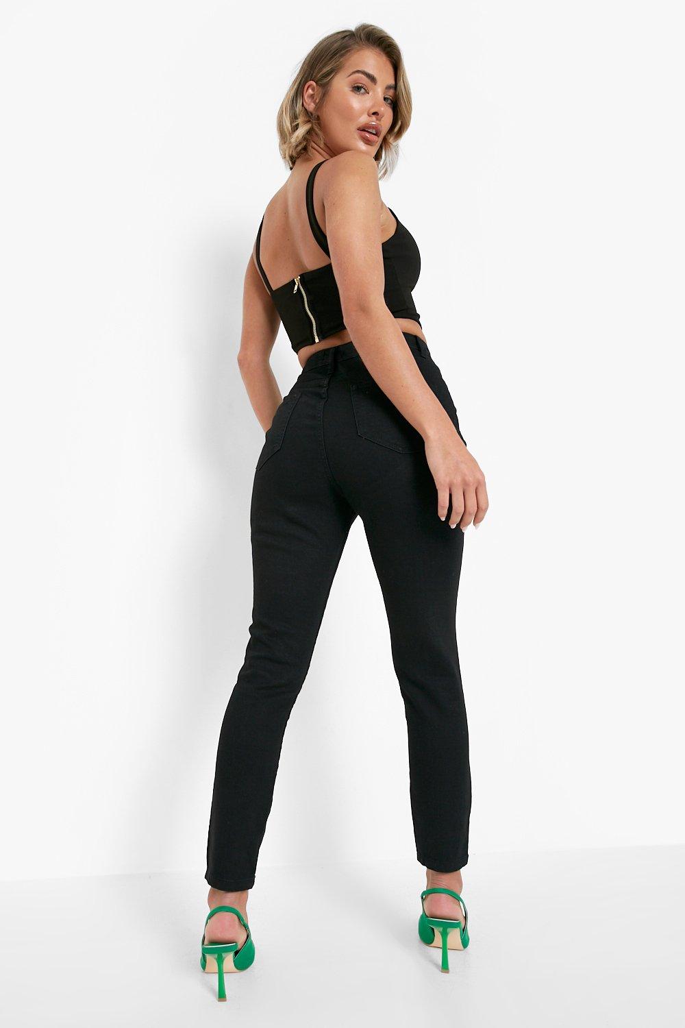 High Waisted Extreme Ripped Skinny Jeans Black 