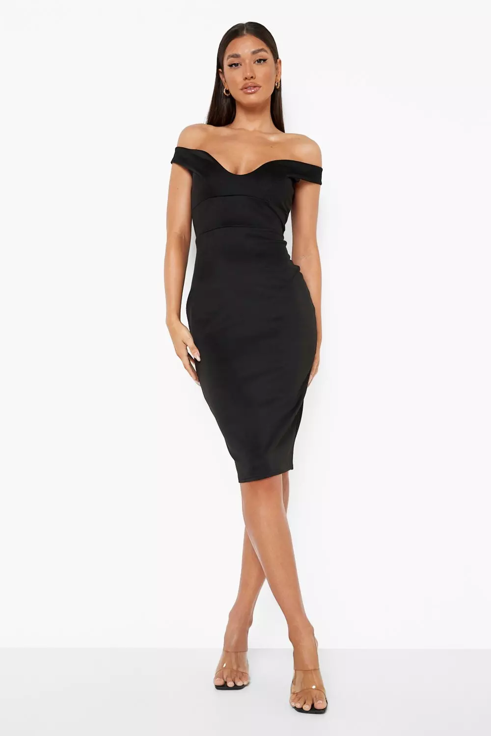 Black off the shoulder bodycon online