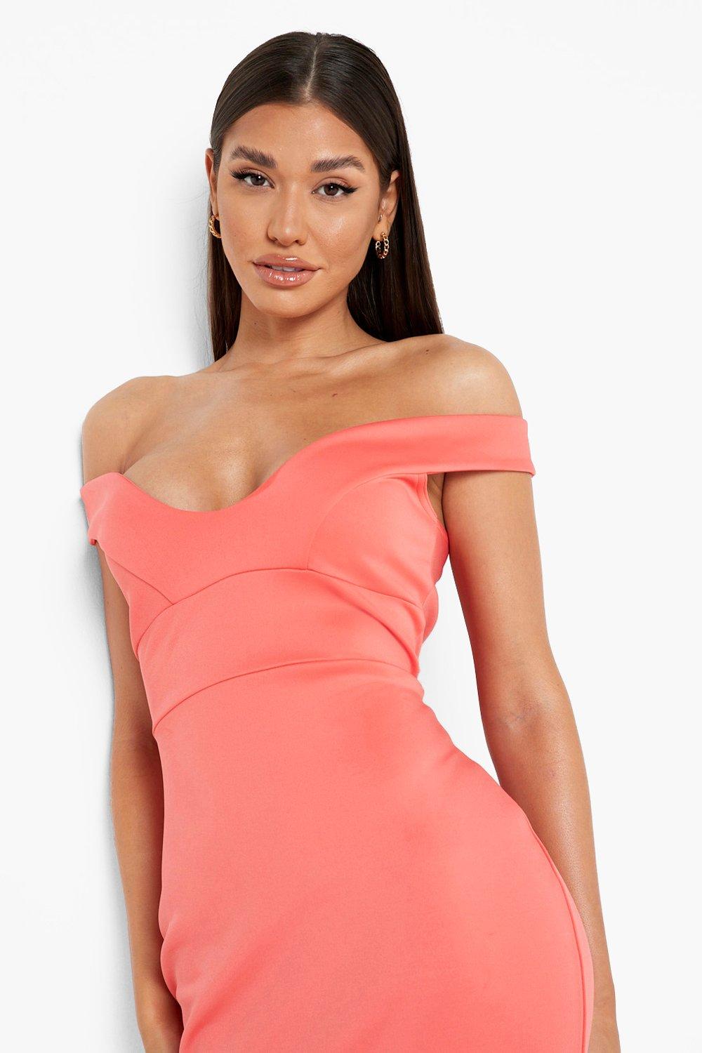 Coral bodycon hotsell midi dress