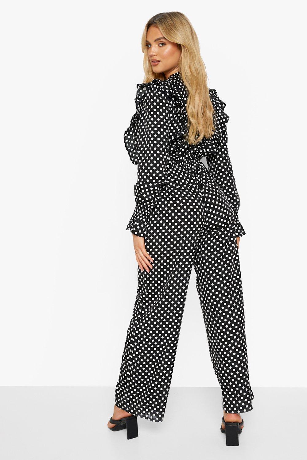 Polka dot ruffle jumpsuit online