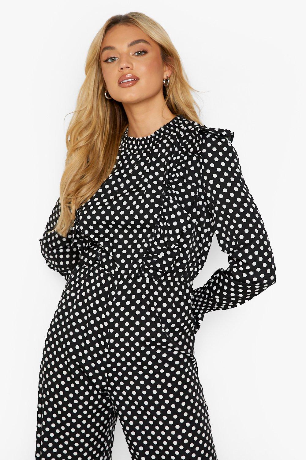 Polka dot cheap ruffle jumpsuit