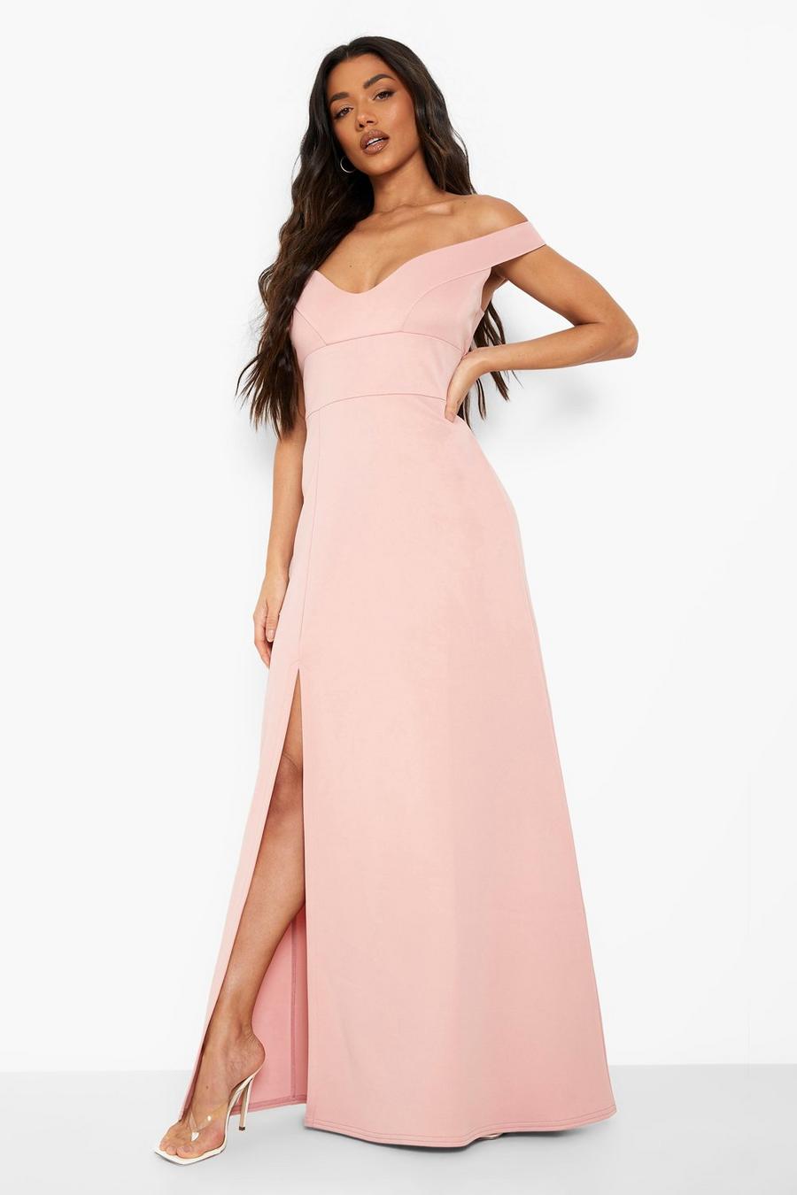 Pink Sweetheart Off Shoulder Bodycon Maxi Dress image number 1