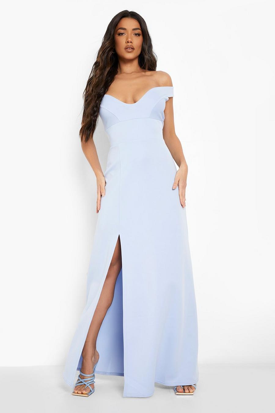 Sky blue Sweetheart Off Shoulder Bodycon Maxi Dress image number 1