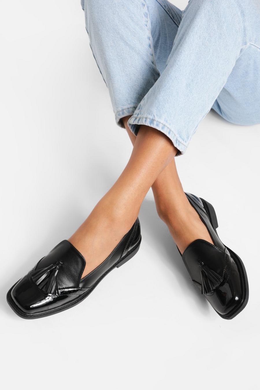 Black Tassel Detail Loafers