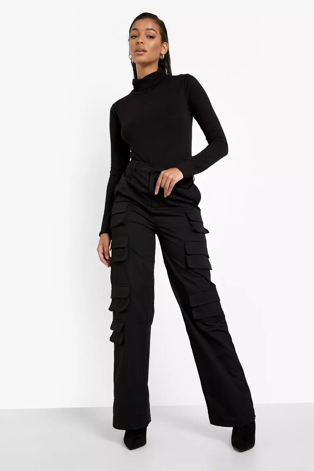 Black cargo pants store boohoo