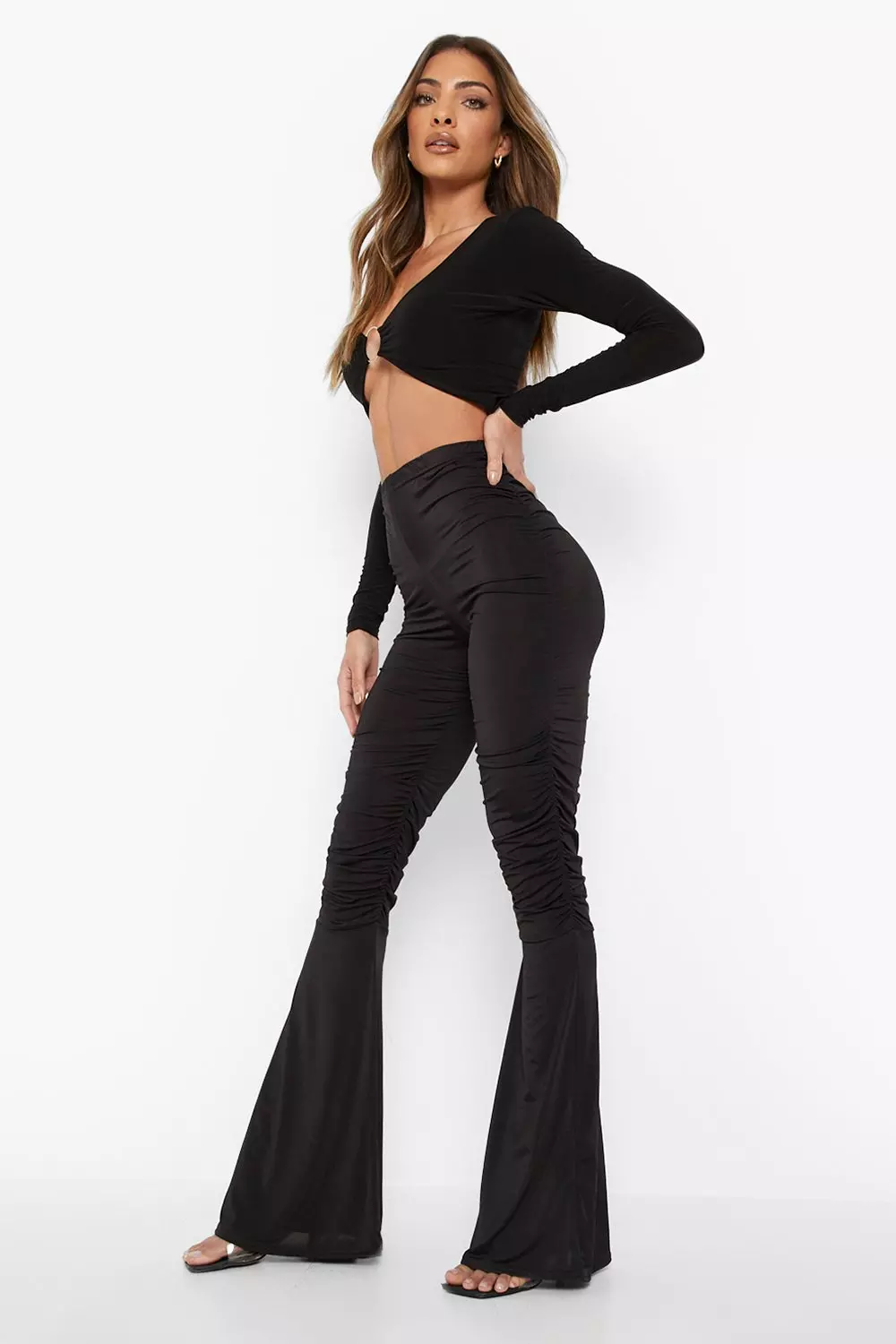 Slinky flared leg store trousers