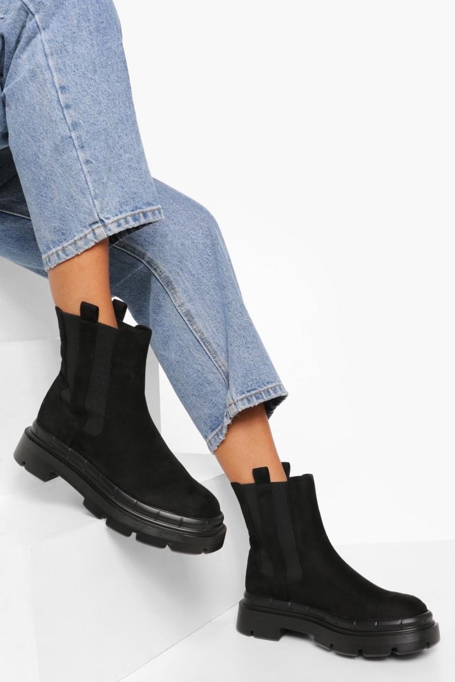 Black Tab Detail Chunky Chelsea Boots image number 1