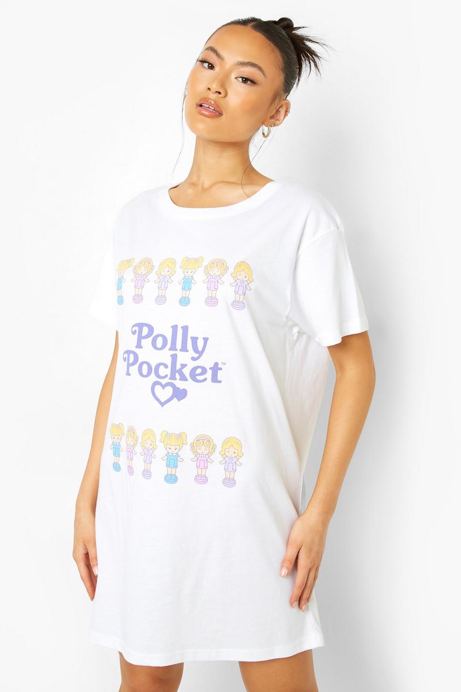 White Polly Pocket T-shirtklänning med grafiskt tryck image number 1