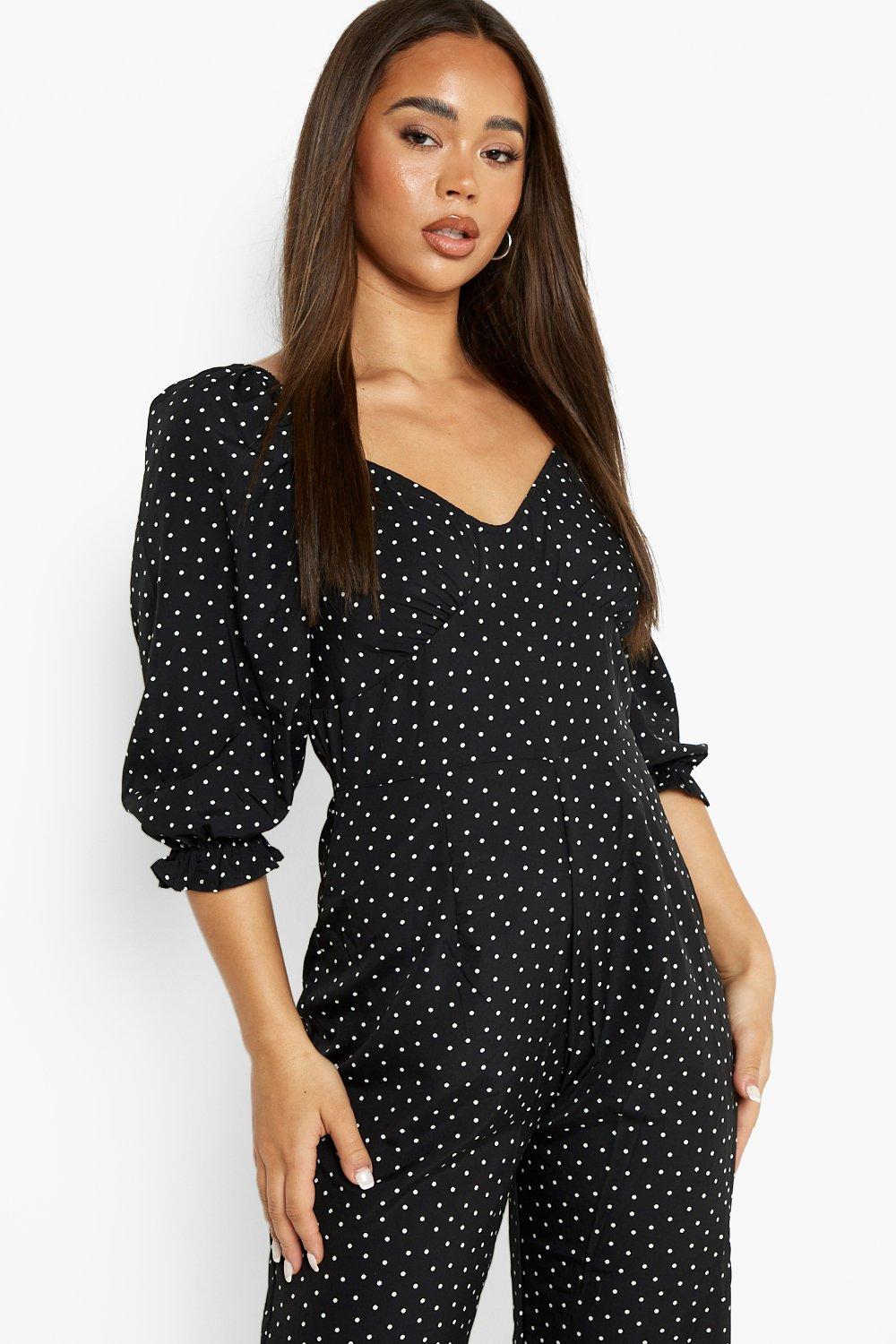 Polka dot sales jumpsuit boohoo