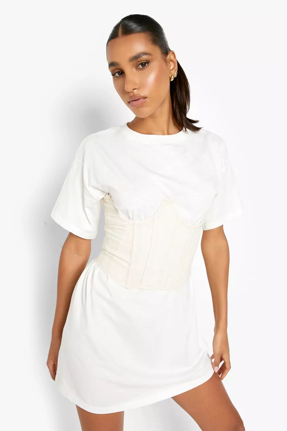 Corset shirt hot sale dress white