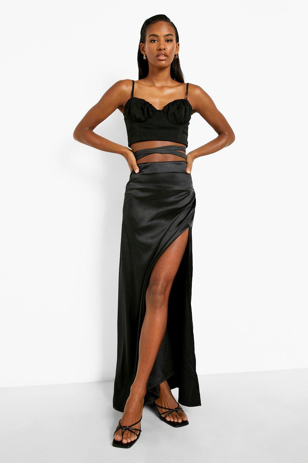 Black satin hotsell skirt for ladies