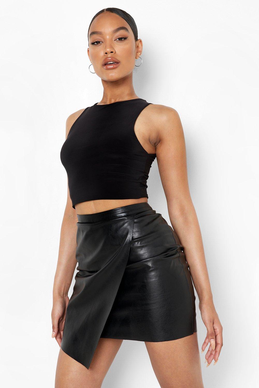 leather look wrap skirt