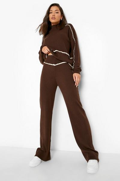 boohoo chocolate Exposed Seam Knitted Co-ord