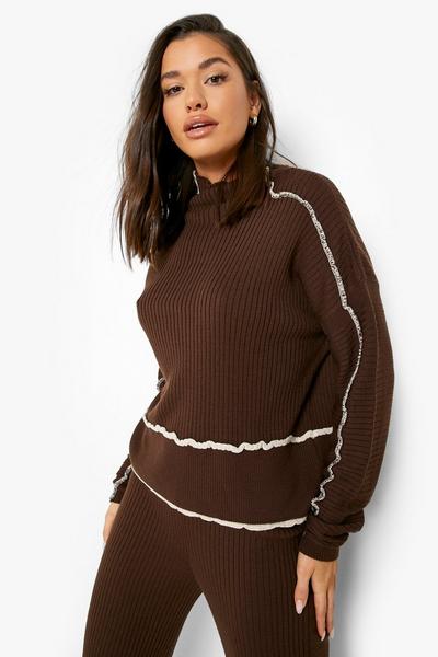 boohoo chocolate Exposed Seam Knitted Co-ord
