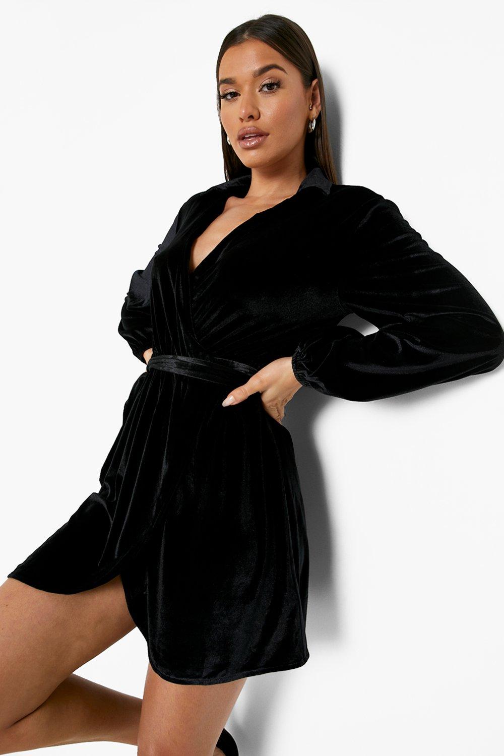 Boohoo black 2024 velvet dress