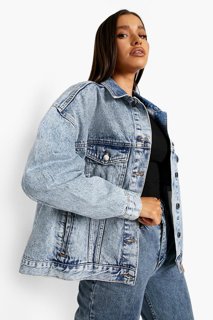 Giacca in denim oversize in lavaggio extra acido, Mid blue image number 1