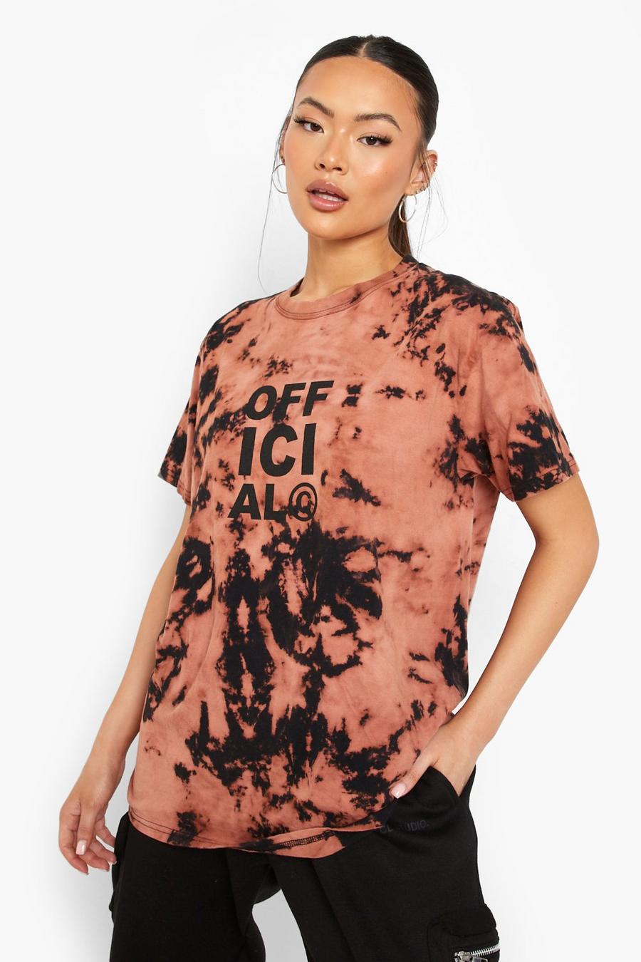 Brown Tie Dye Printed Oversized T-shirt image number 1