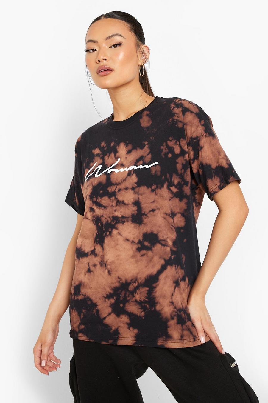 Black Tie Dye Woman Print Oversized T-shirt image number 1