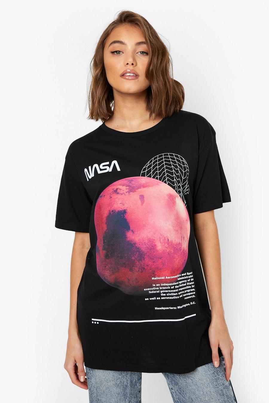 Black Nasa License Print Oversized T-shirt image number 1