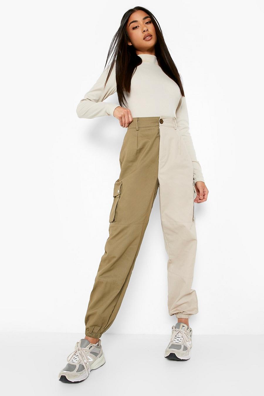 Khaki Spliced Cargo Trousers image number 1