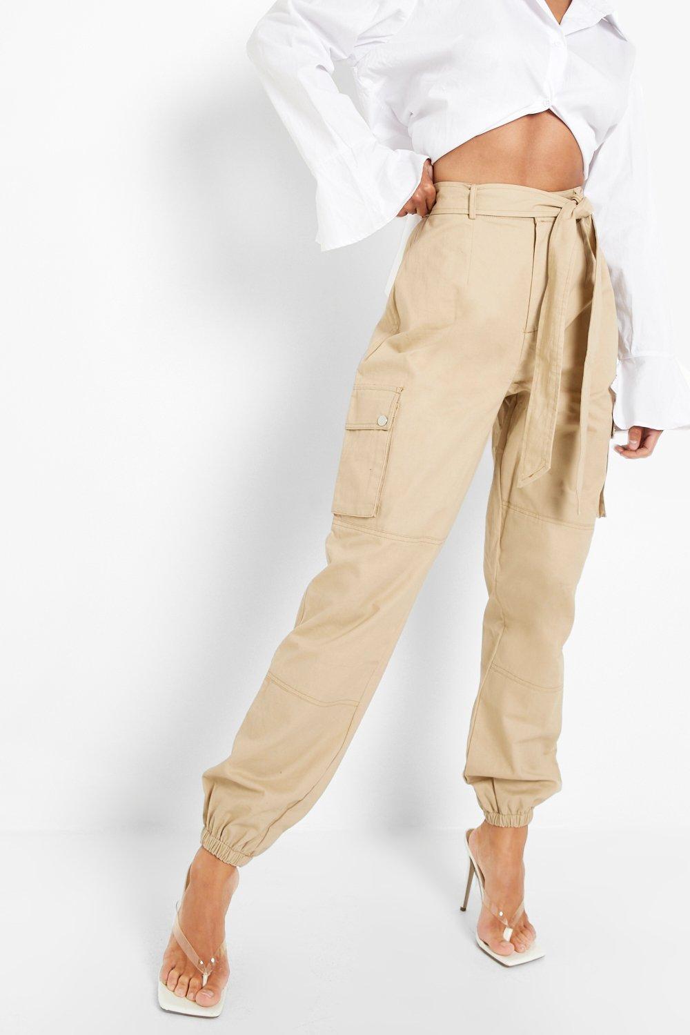 contrast stitch cargo trousers