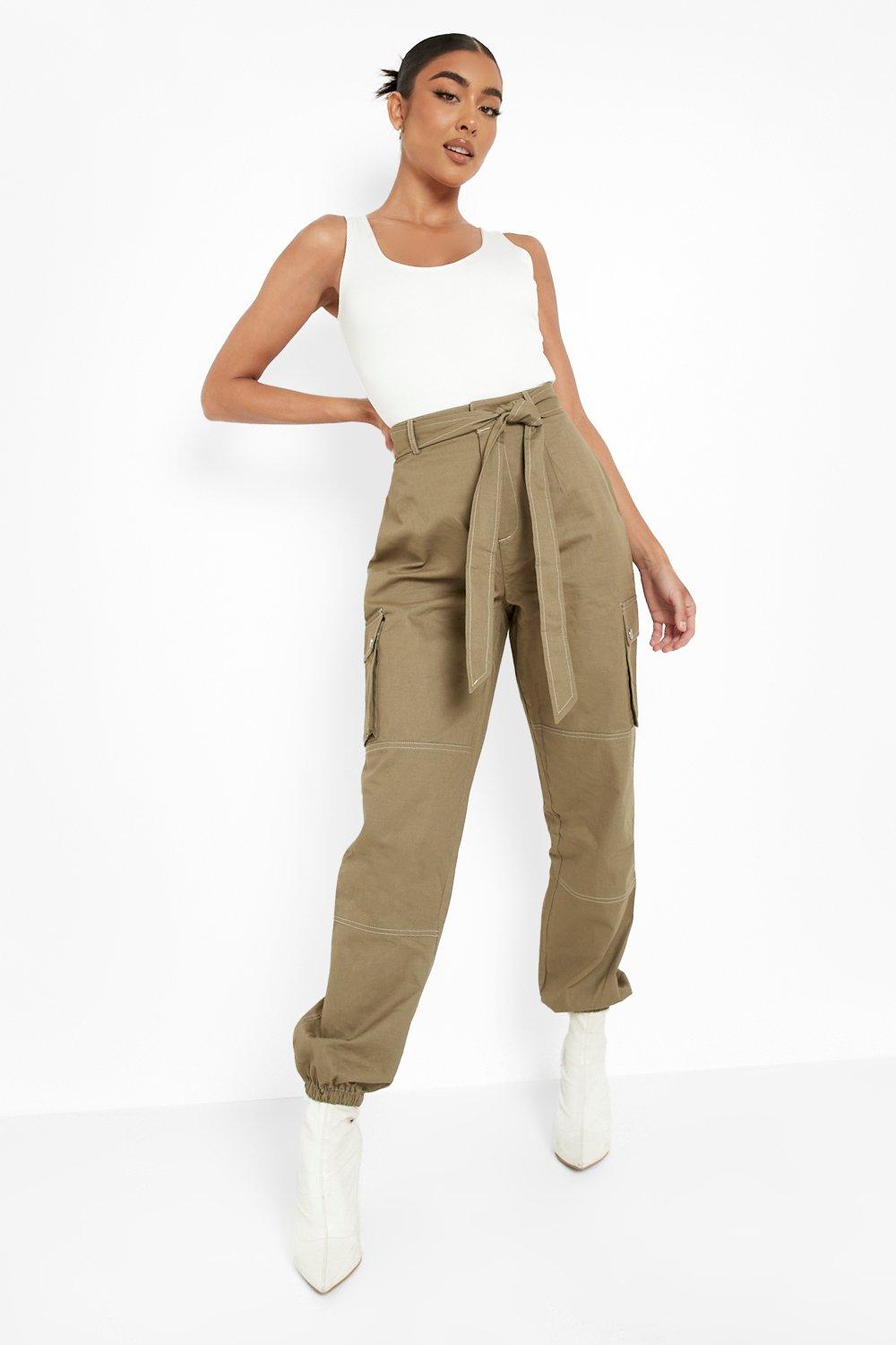 Contrast Stitch Cargo Trousers boohoo DK