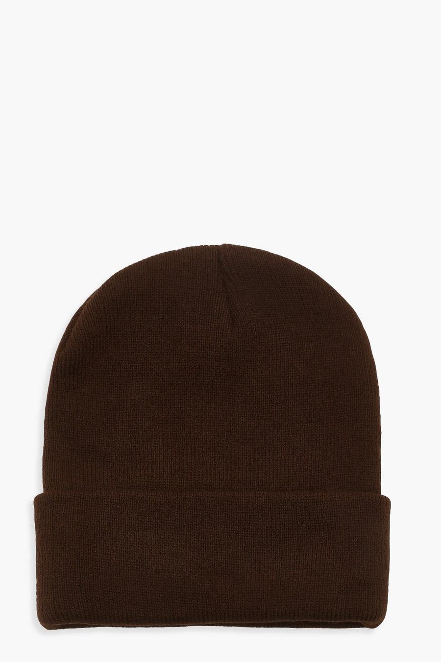 Chocolate brown Basic Beanie Hat image number 1