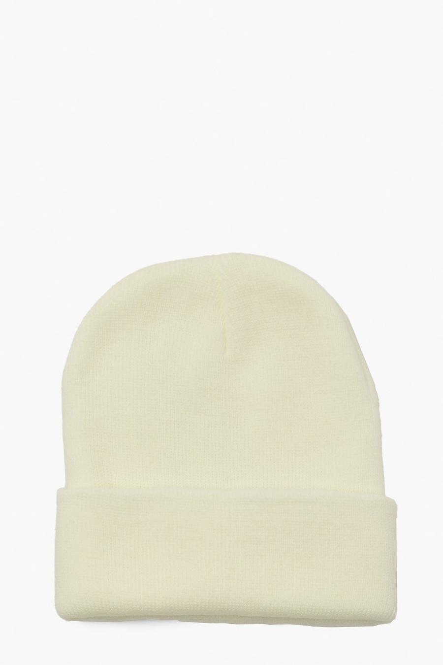 Cream Basic Beanie Hat image number 1