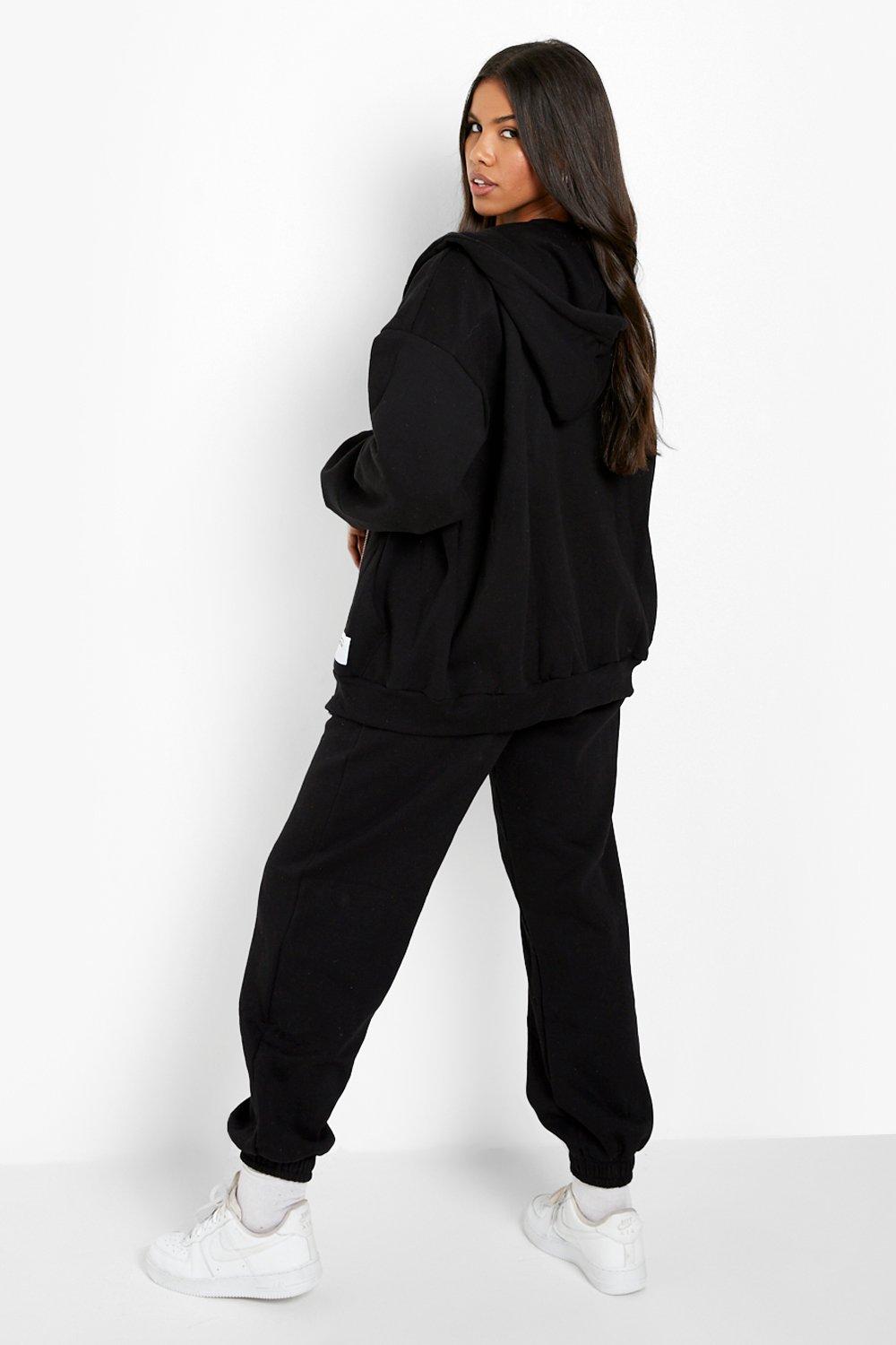 Black Love Top Crop Hoodie And Joggers 3 Piece Set