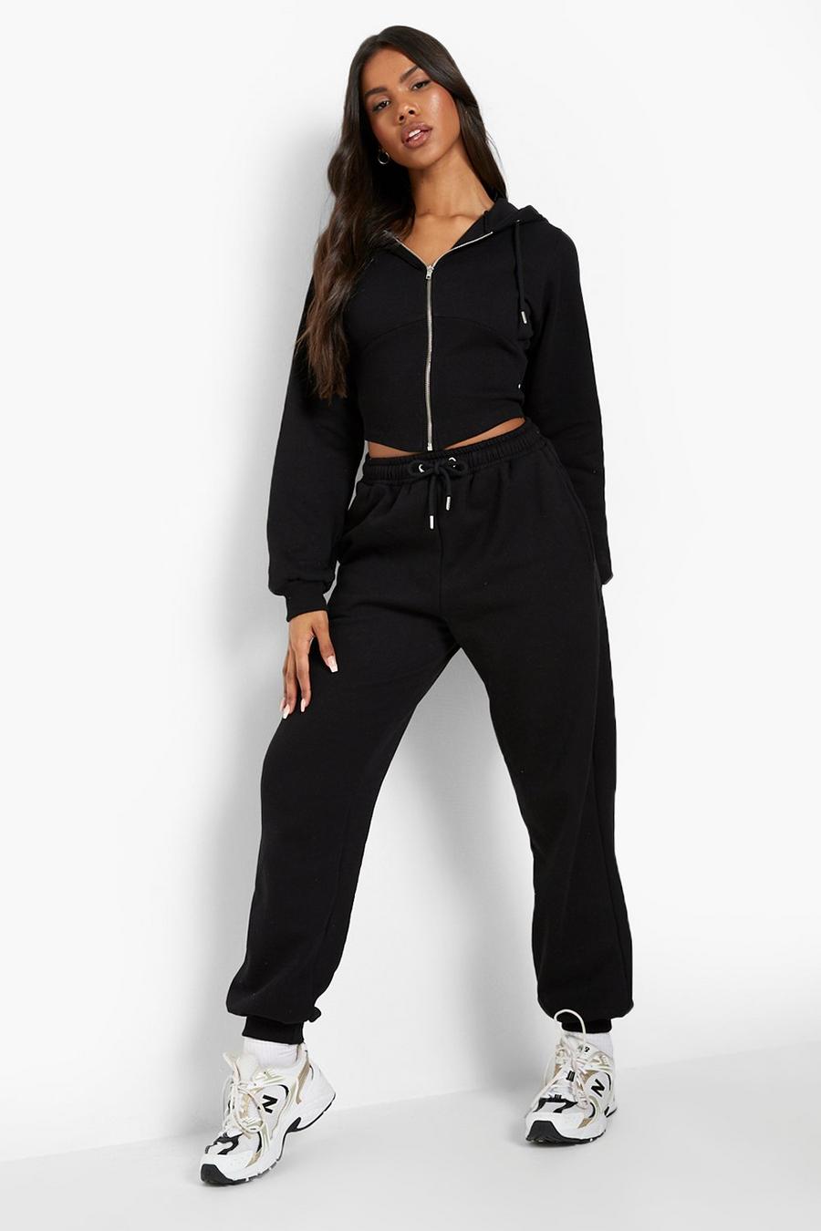 Black Corset Zip Through Hoodie Tracksuit image number 1