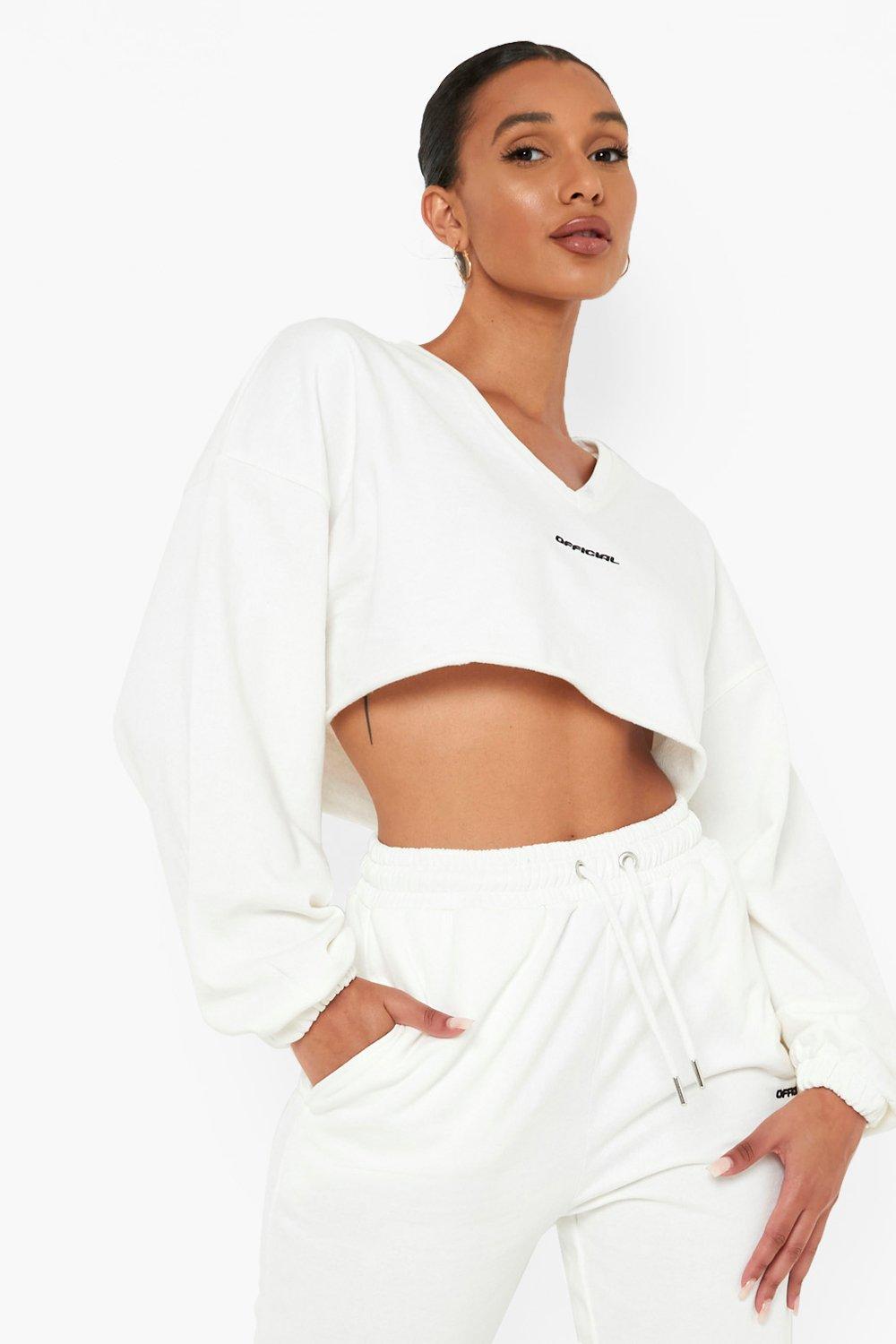 white cropped tracksuit