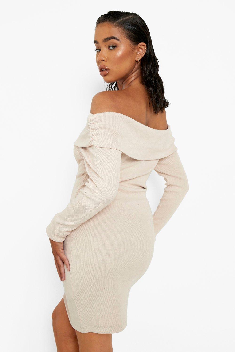 Boohoo off hotsell the shoulder dress