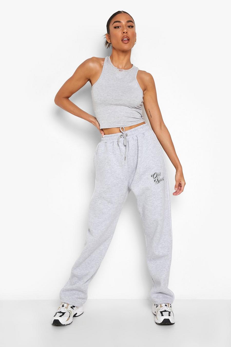 Grey marl Ofcl Piping Detail Wide Leg Jogger image number 1