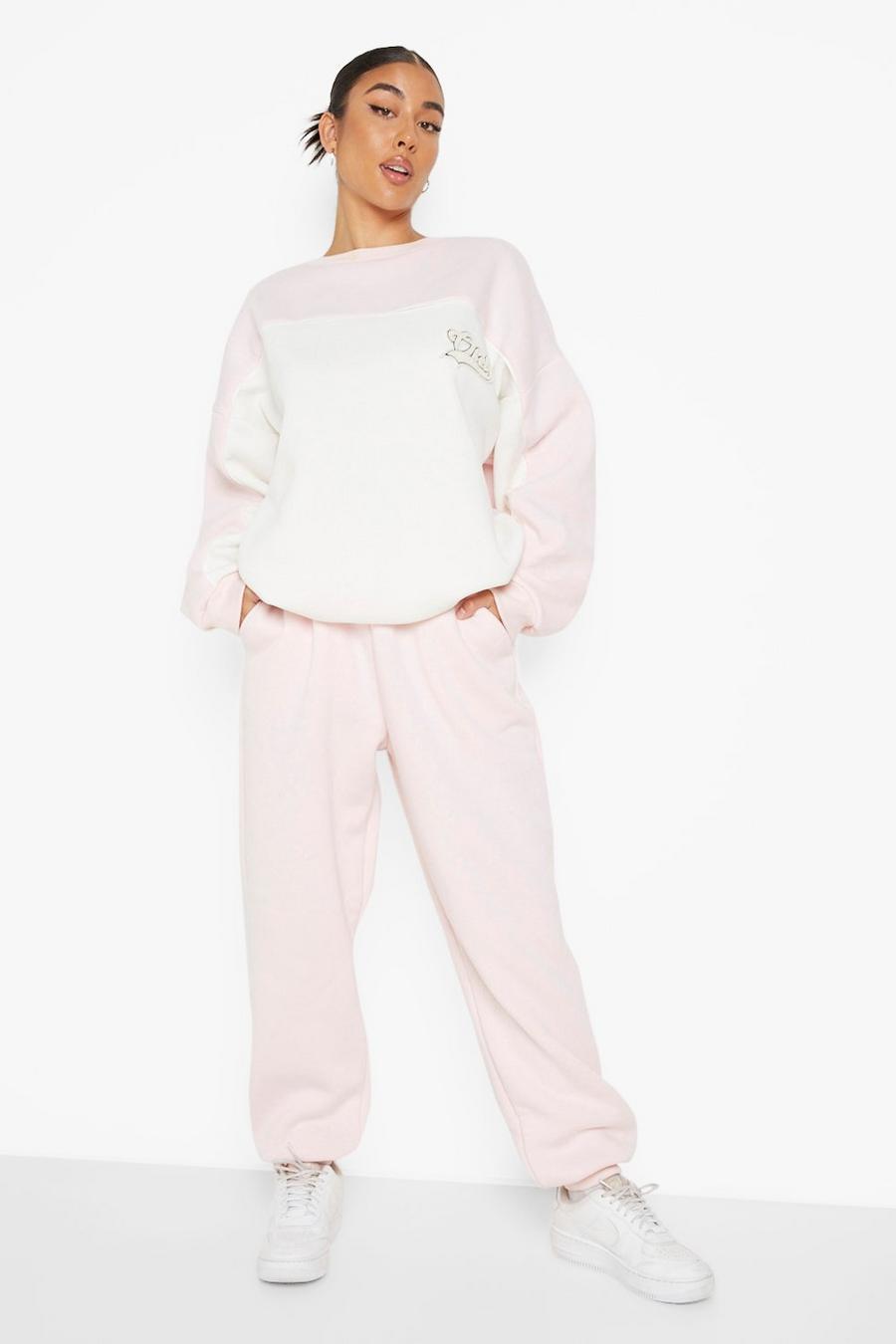 Pink Ofcl Applique Color Block Sweater Tracksuit image number 1