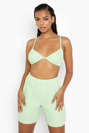 Matte Plisse Shorts summer green