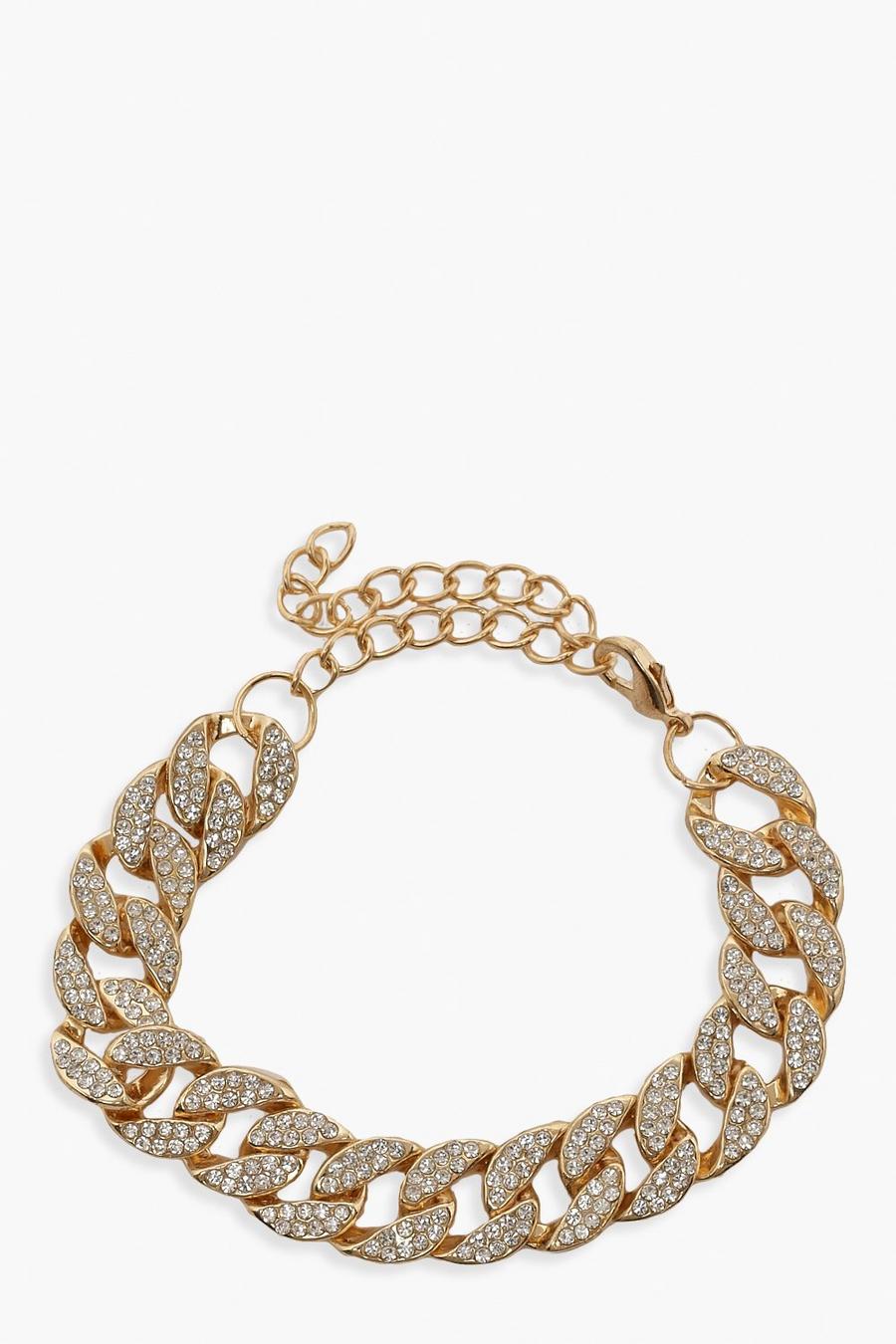 Gold Rhinestone Pave Link Bracelet image number 1
