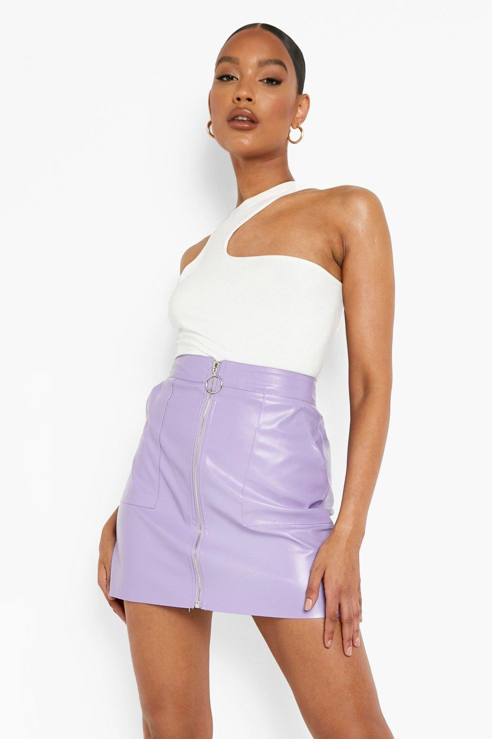 Faux leather mini skirt purple hotsell