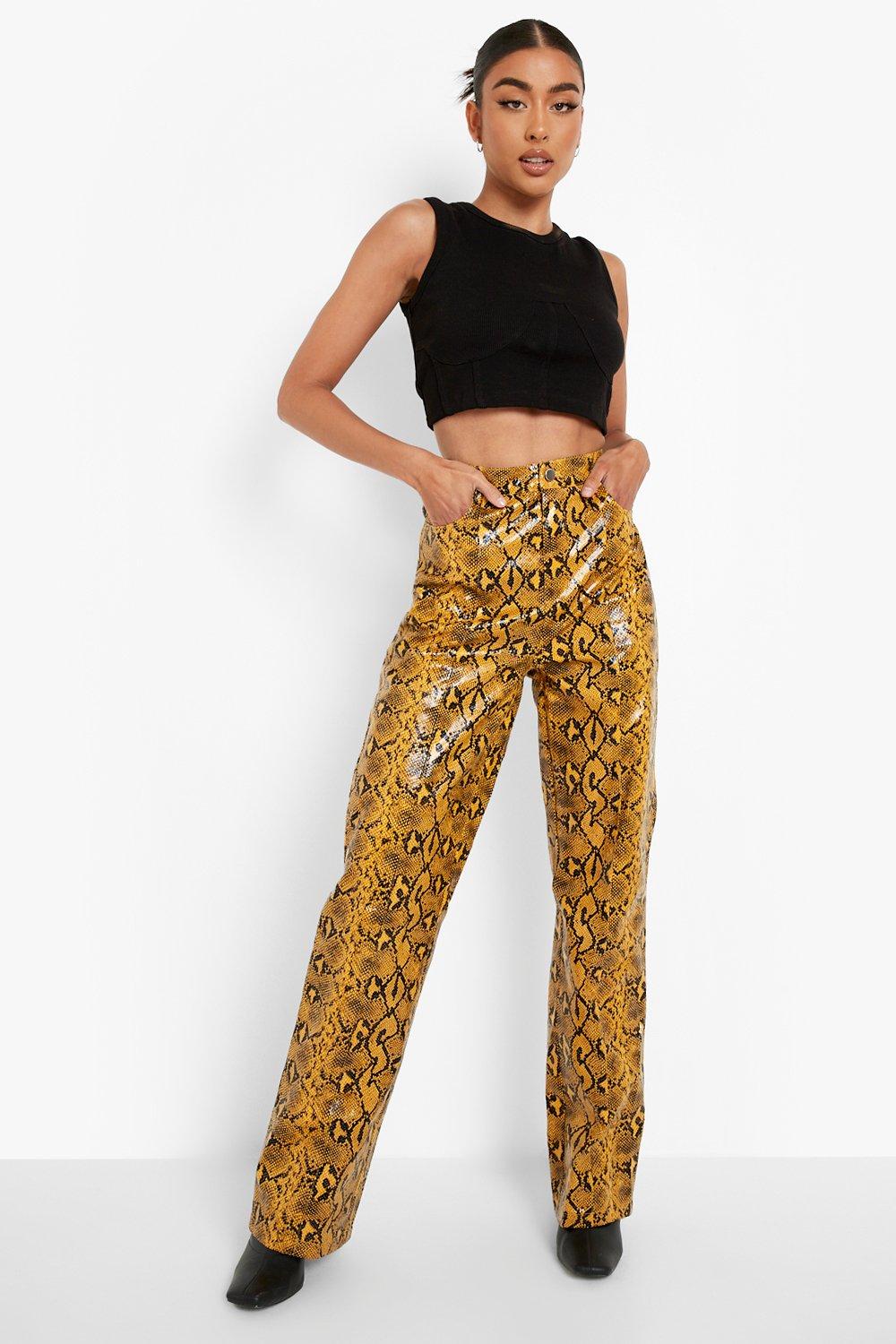 Faux leather snake hot sale print pants