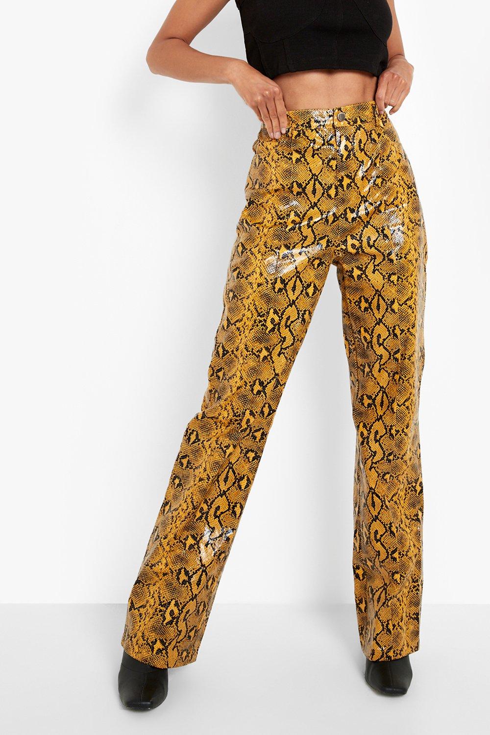 Only Exclusive faux leather wide leg pants in snake print - ShopStyle