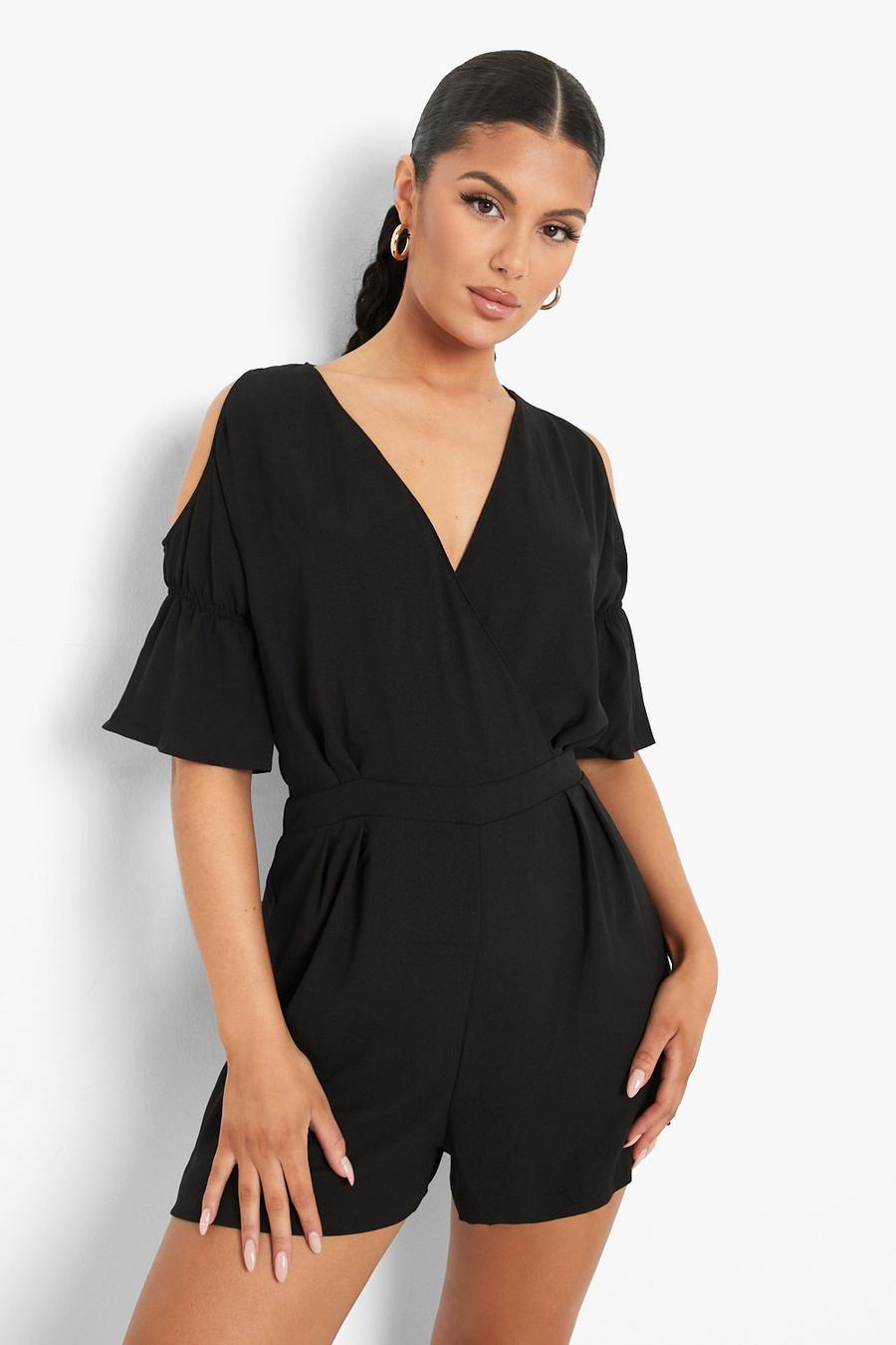 Black Wrap Tailored Playsuit image number 1