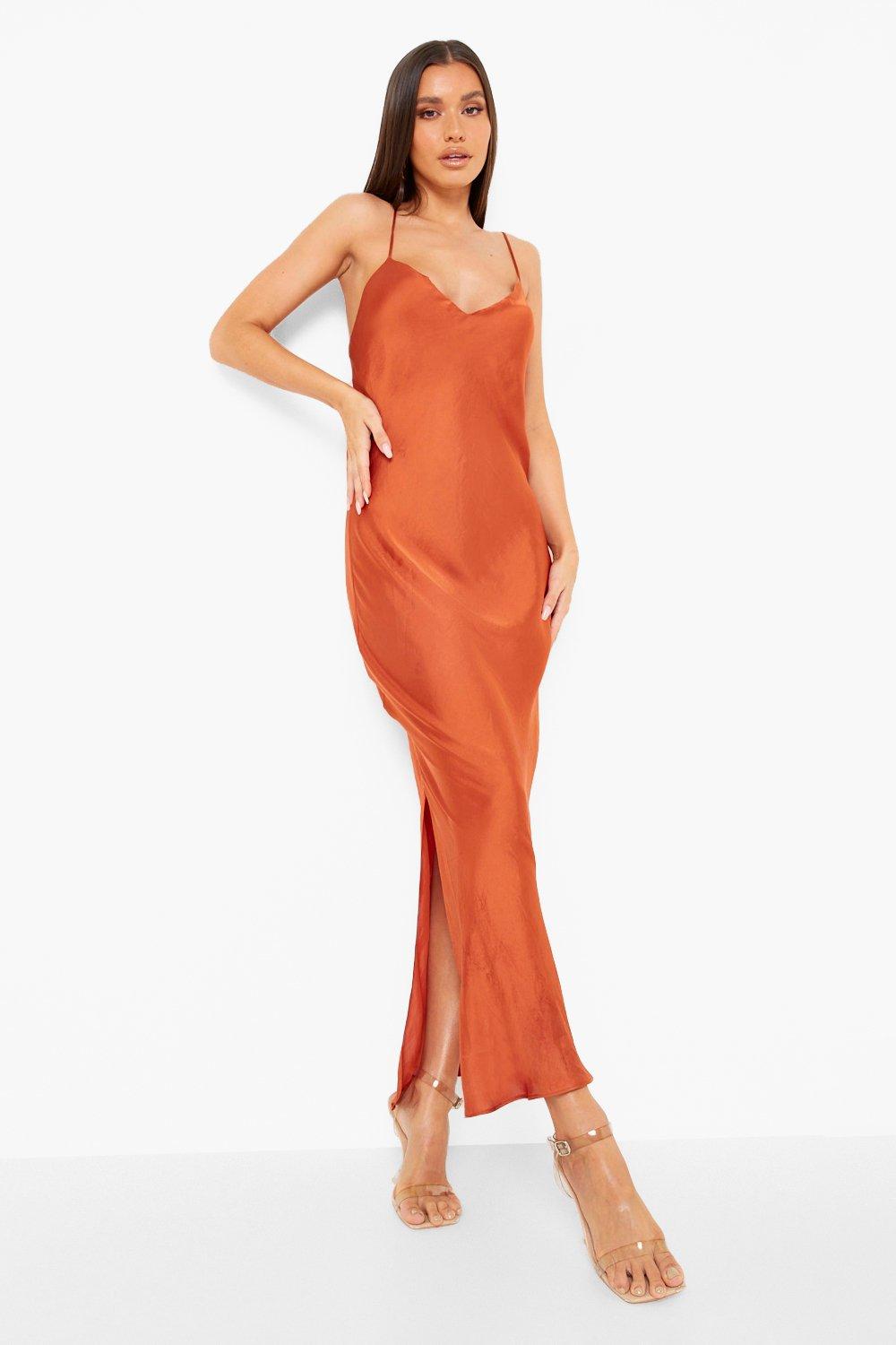 Topshop orange 2024 slip dress