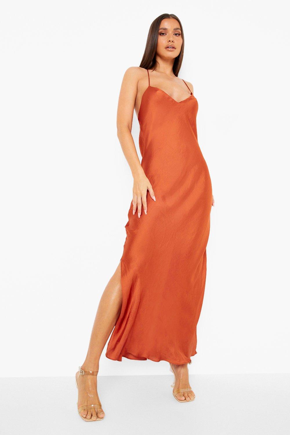 Rust midi slip dress sale