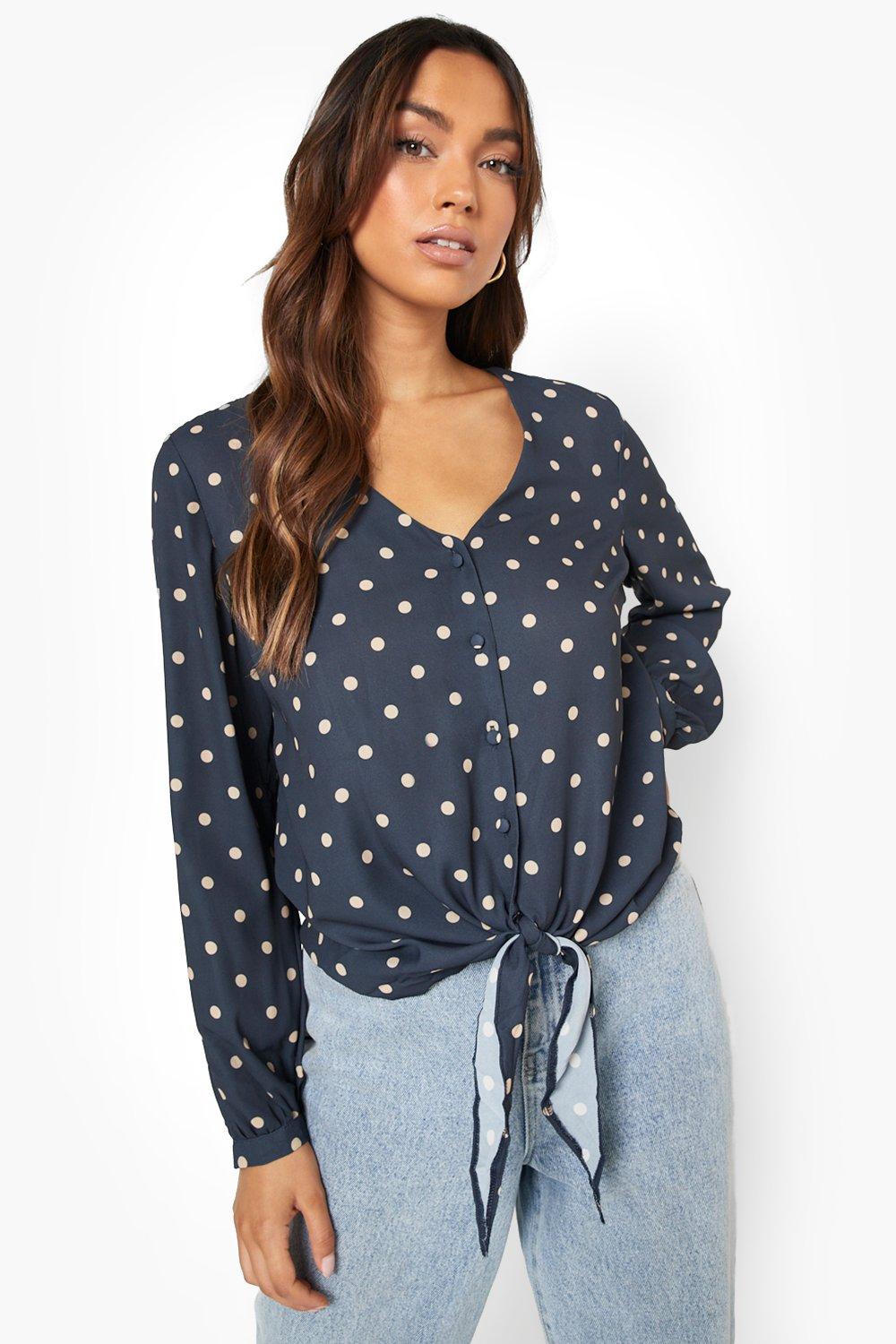 Navy polka best sale dot blouse uk