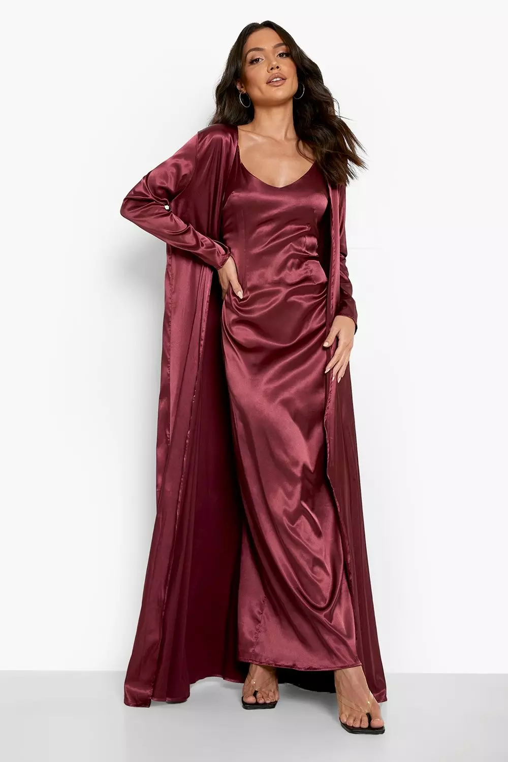 Red sales satin duster