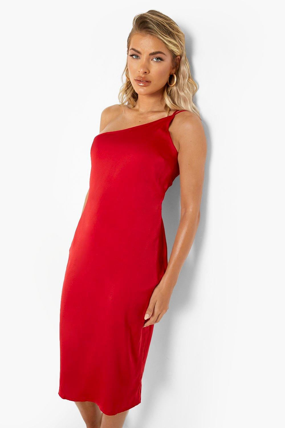 boohoo red midi dress