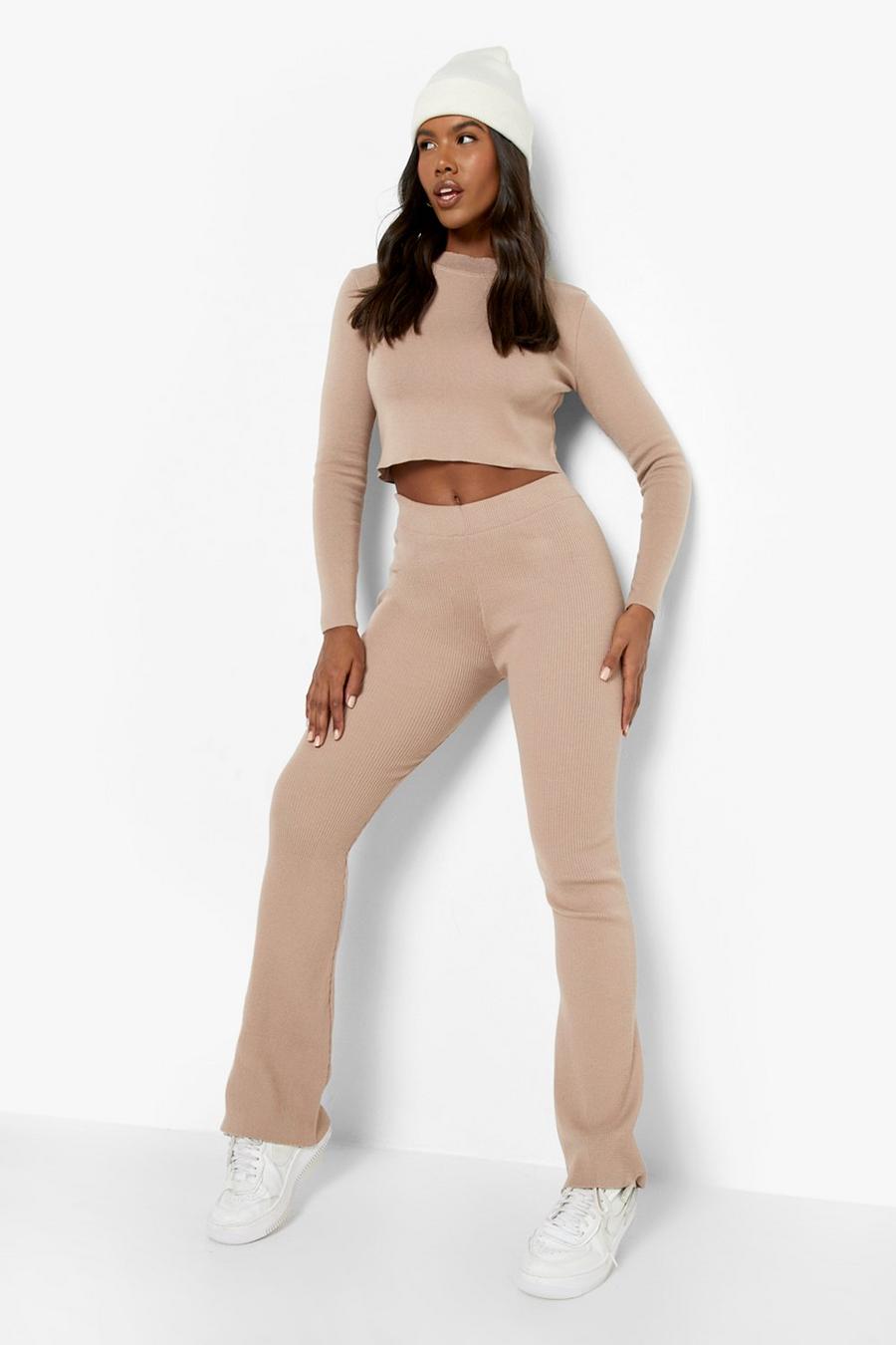 Stone beige Lace Up Knitted Co-ord image number 1
