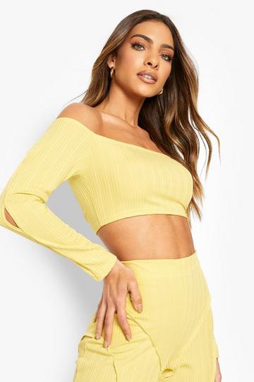 Off The Shoulder Cut Out Top mustard