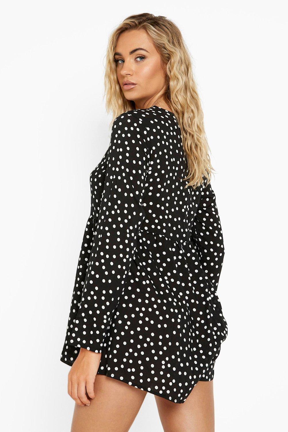 Boohoo polka dot store playsuit