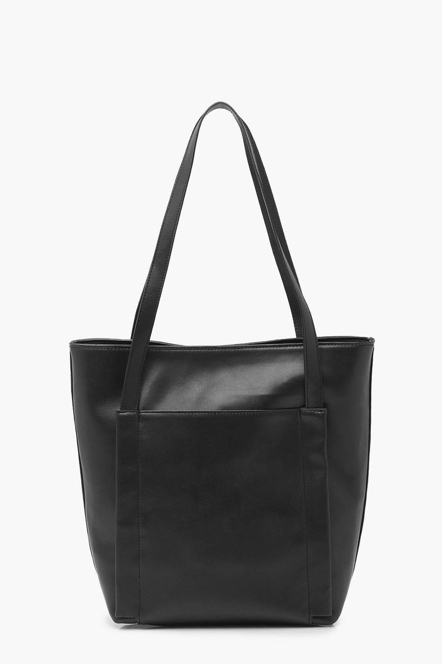 Black Shopper Bag Met Grote Vakjes image number 1