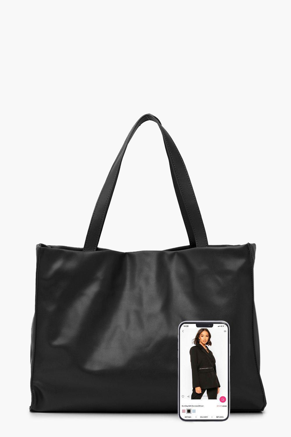 Boohoo black tote online bag